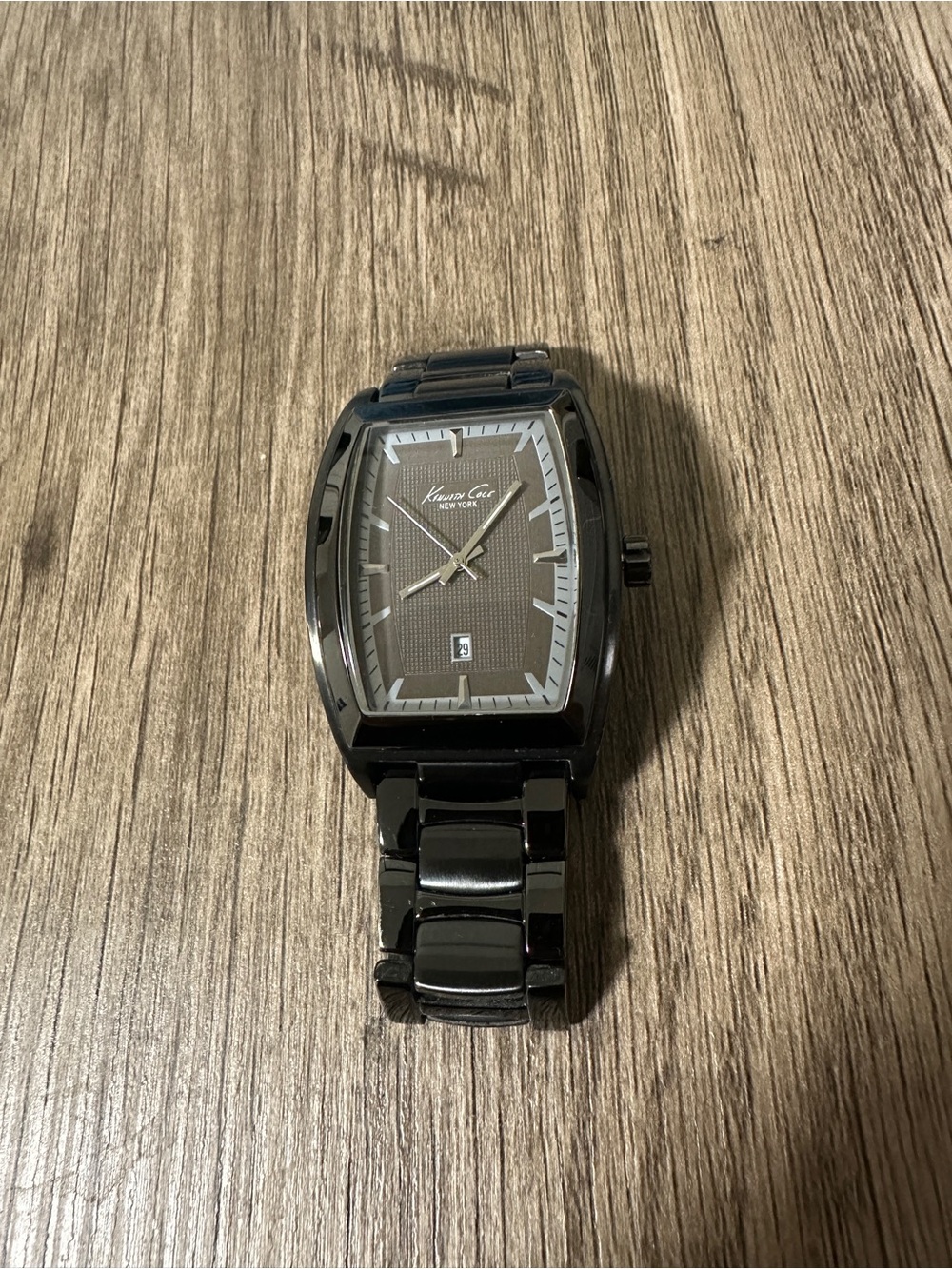 Kenneth Cole New York Black Men's Link Bracelet Watch for small wrists
